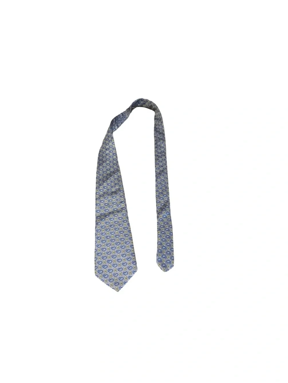 Brooks Brothers 346 Pure Silk Tie - Blue Paisley Tie made in the USA gray , blue